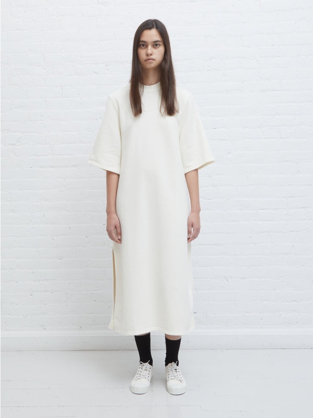 Studio Nicholson x Sunspel Cream Meden Cotton French Terry Midi Dress - Small